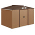 9 x 6ft Metal Garden Shed, Outdoor Storage Tool House with Ventilation Slots, Foundation Kit and Lockable Double Doors, Light Brown