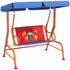 Two Seater Kids Garden Swing, Cowboy Themed kids Swing Chair with Adjustable Canopy, Safety Belts for Outdoor Use