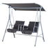 Steel Frame 2-Seater Swing Chair w/ Table Grey