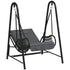 Rattan Swing Chair, Outdoor Garden Hanging Swing Seat with Stand and Seat Cushion, Porch Hanging Chair for Balcony, Garden, Deck, Dark Grey