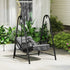 Rattan Swing Chair, Outdoor Garden Hanging Swing Seat with Stand and Seat Cushion, Porch Hanging Chair for Balcony, Garden, Deck, Dark Grey