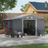13 x 11ft Metal Garden Shed, Outdoor Storage Tool House with Ventilation Slots, Foundation Kit and Lockable Double Doors, Grey