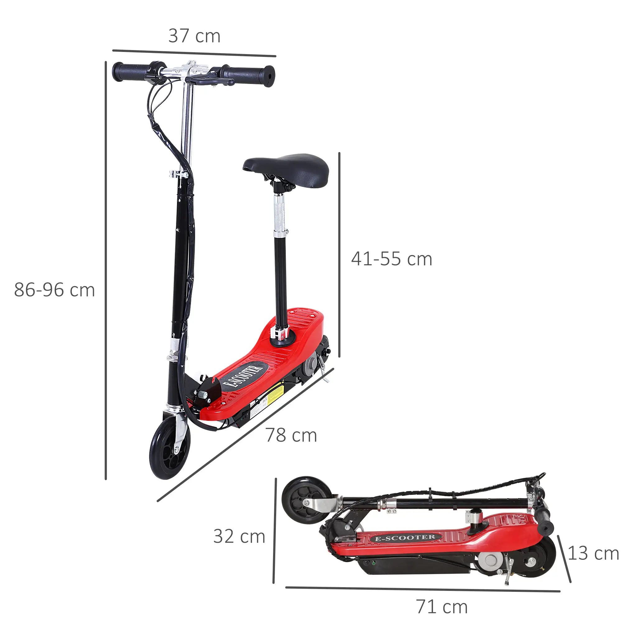 Outdoor Ride On Powered Scooter 120W Motor Bike 2 x 12V Battery - Red