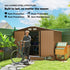 9 x 6ft Metal Garden Shed, Outdoor Storage Tool House with Ventilation Slots, Foundation Kit and Lockable Double Doors, Light Brown