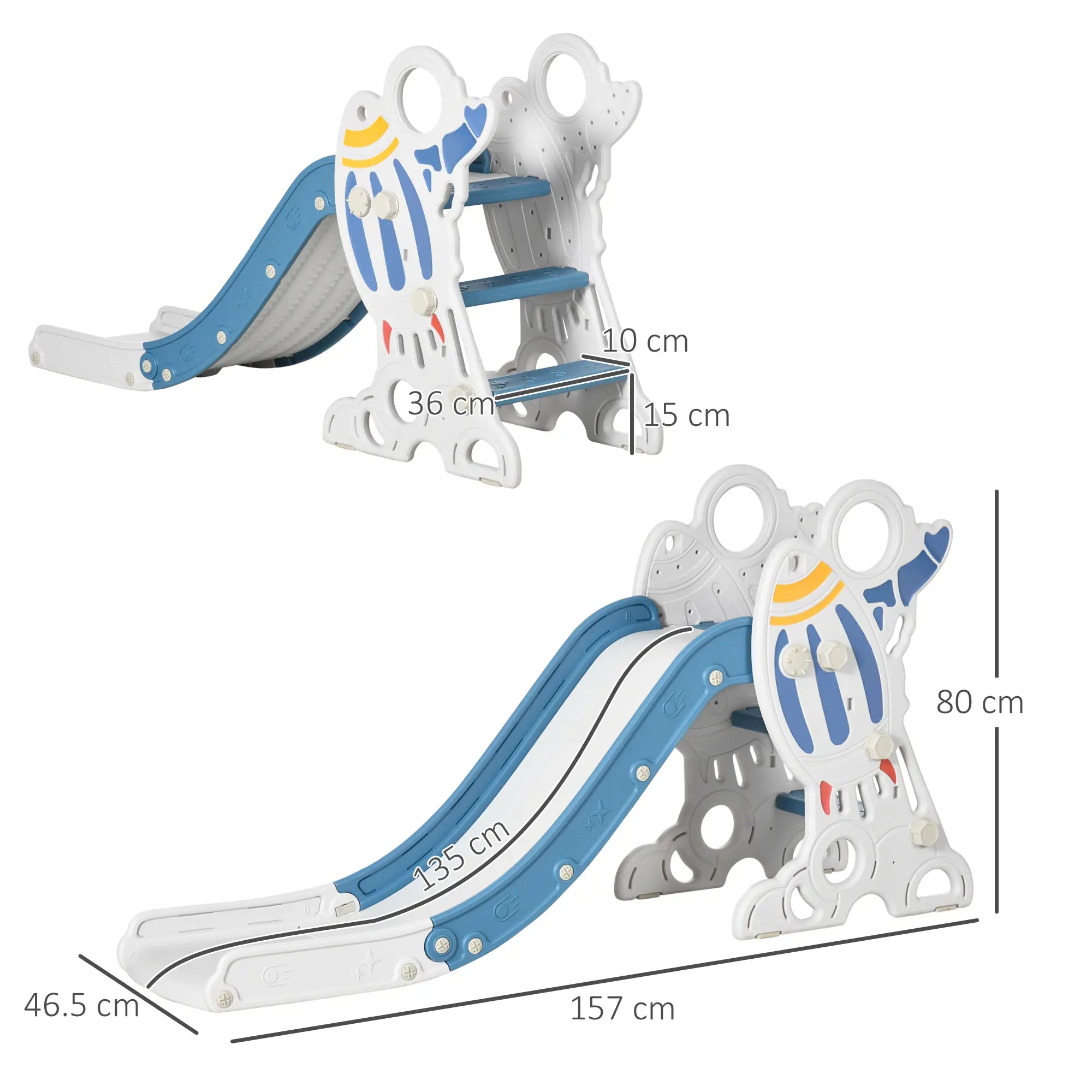 Space-Themed Baby Slide, Indoor Freestanding Kids Slide, for Ages 1.5-3 Years - Blue