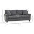 196cm 3 Seater Sofa, Fabric Sofa with Rubber Wood Legs, Nailhead Trim, 2 Pillows, Small Upholstered Couch Settee for Living Room, Guest Room, Grey