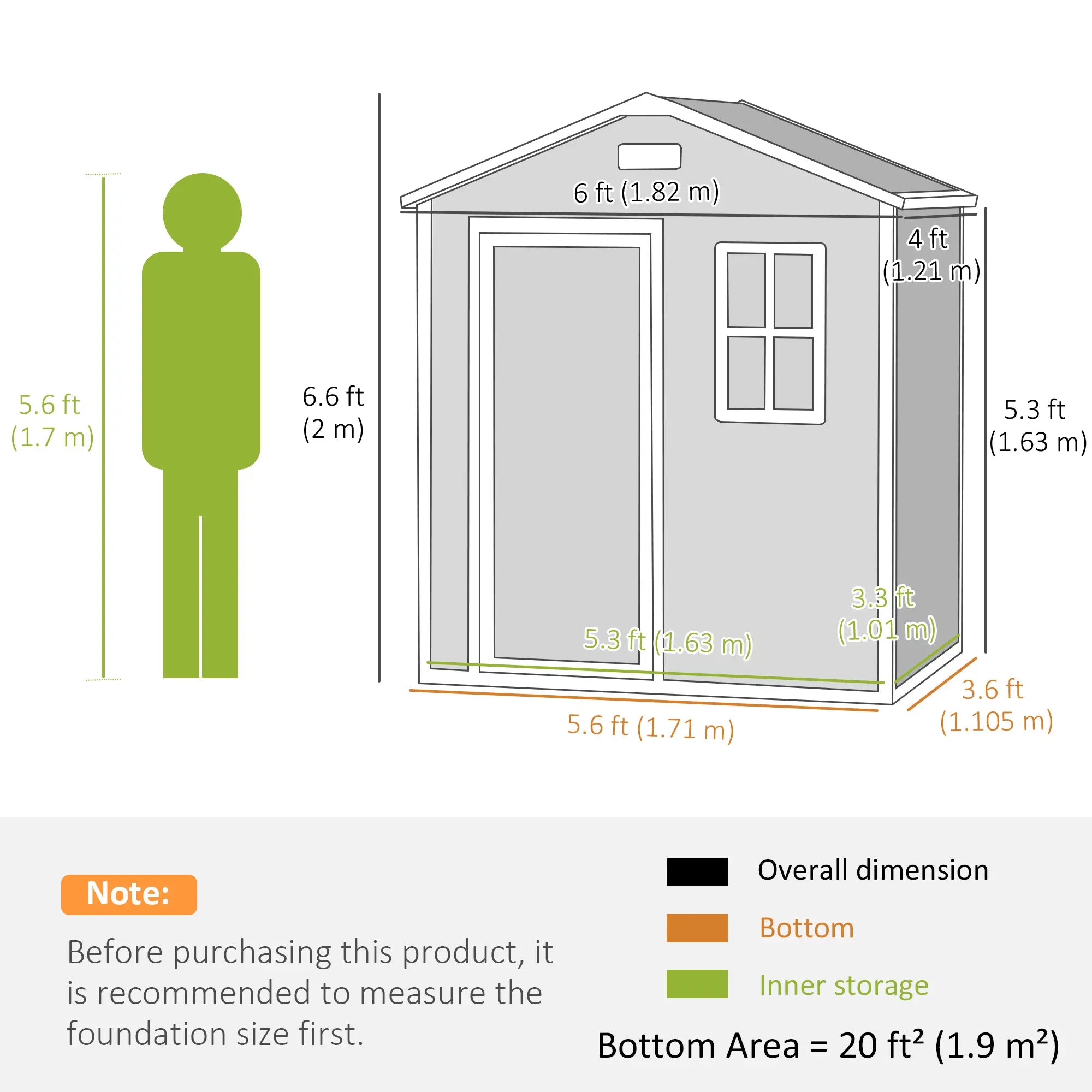 6 x 4ft Garden Shed, Plastic Shed with Floor, Window, Lockable Door and Vents, Wood Effect Resin Tool Shed for Outdoor, Grey