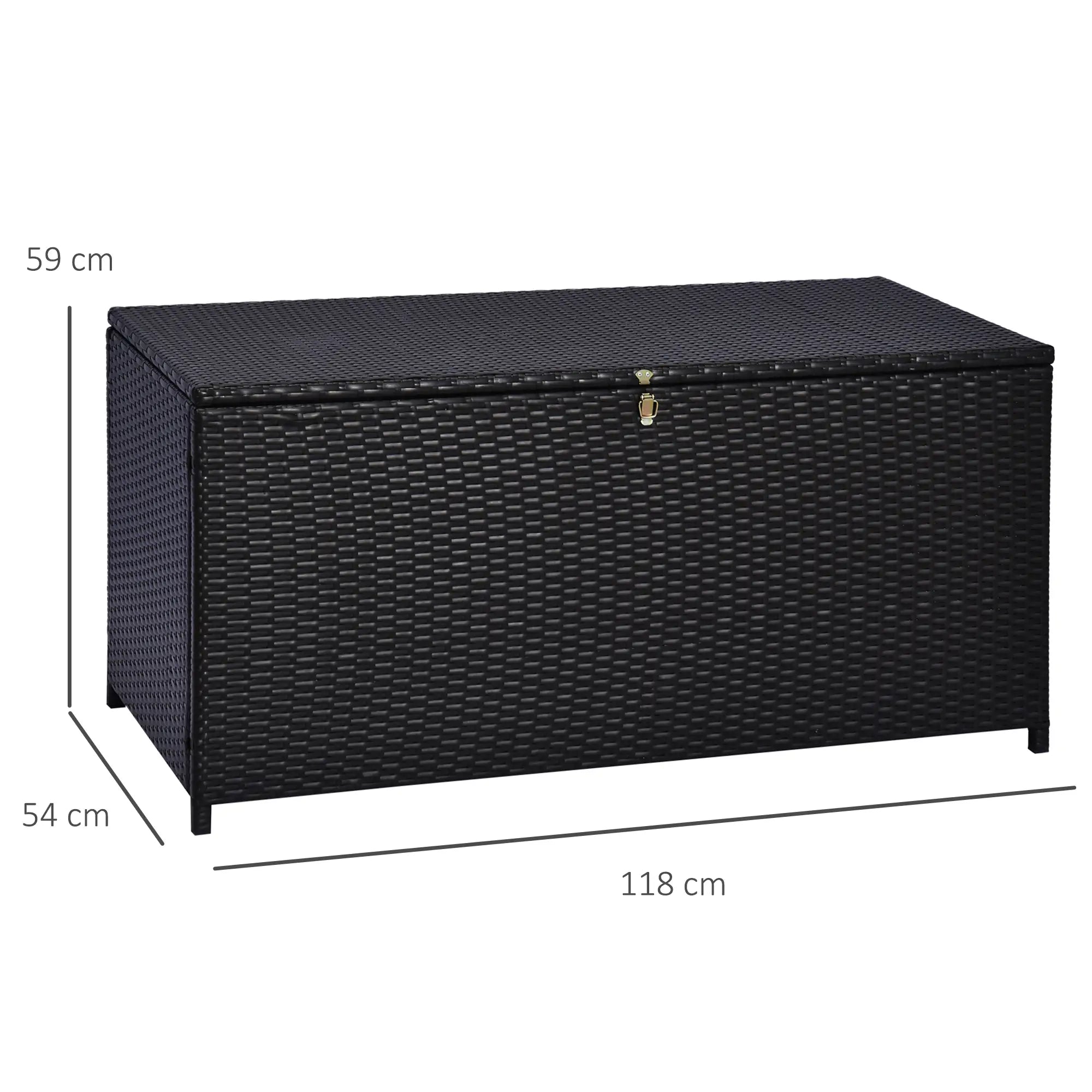 284 L Rattan Garden Storage Box, Outdoor Garden Storage Box with Gas Lift and Lockable Lid, Outdoor Wicker Rattan Chest Container for Garden Tools, 118 x 54 x 59 cm, Dark Brown