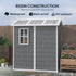 4 x 6ft Garden Shed, Plastic Shed with Floor, Window, Lockable Door and Vents, Resin Tool Shed for Outdoor Patio Storage, Zero Maintenance, Grey