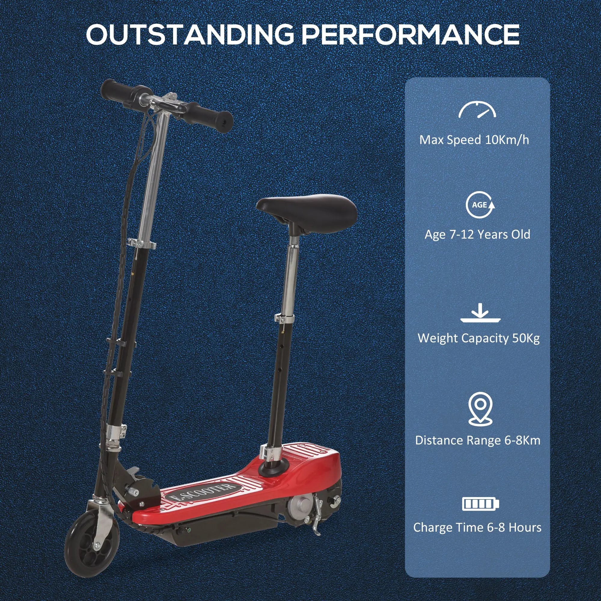 Outdoor Ride On Powered Scooter 120W Motor Bike 2 x 12V Battery - Red