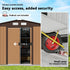 9 x 6ft Metal Garden Shed, Outdoor Storage Tool House with Ventilation Slots, Foundation Kit and Lockable Double Doors, Light Brown