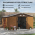 13 x 11ft Metal Garden Shed, Outdoor Storage Tool House with Ventilation Slots, Foundation Kit and Lockable Double Doors, Light Brown