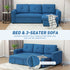 3 Seater Sofa Bed, L Shaped Pull Out Sofa Bed with Storage, Convertible Click Clack Settee Sectional Sleeper Futon for Living Room, Office, Dark Blue