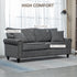 196cm 3 Seater Sofa, Fabric Sofa with Rubber Wood Legs, Nailhead Trim, 2 Pillows, Small Upholstered Couch Settee for Living Room, Guest Room, Grey