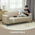 3 Seater Sofa, Modern Fabric Sofa Couch, Channel Tufted Upholstered Sofa Settee for Living Room, Guest Room, Bedroom, Home Office, Khaki