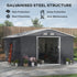 13 x 11ft Metal Garden Shed, Outdoor Storage Tool House with Ventilation Slots, Foundation Kit and Lockable Double Doors, Grey