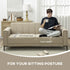 3 Seater Sofa, Modern Fabric Sofa Couch, Channel Tufted Upholstered Sofa Settee for Living Room, Guest Room, Bedroom, Home Office, Khaki