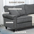 196cm 3 Seater Sofa, Fabric Sofa with Rubber Wood Legs, Nailhead Trim, 2 Pillows, Small Upholstered Couch Settee for Living Room, Guest Room, Grey