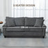 196cm 3 Seater Sofa, Fabric Sofa with Rubber Wood Legs, Nailhead Trim, 2 Pillows, Small Upholstered Couch Settee for Living Room, Guest Room, Grey