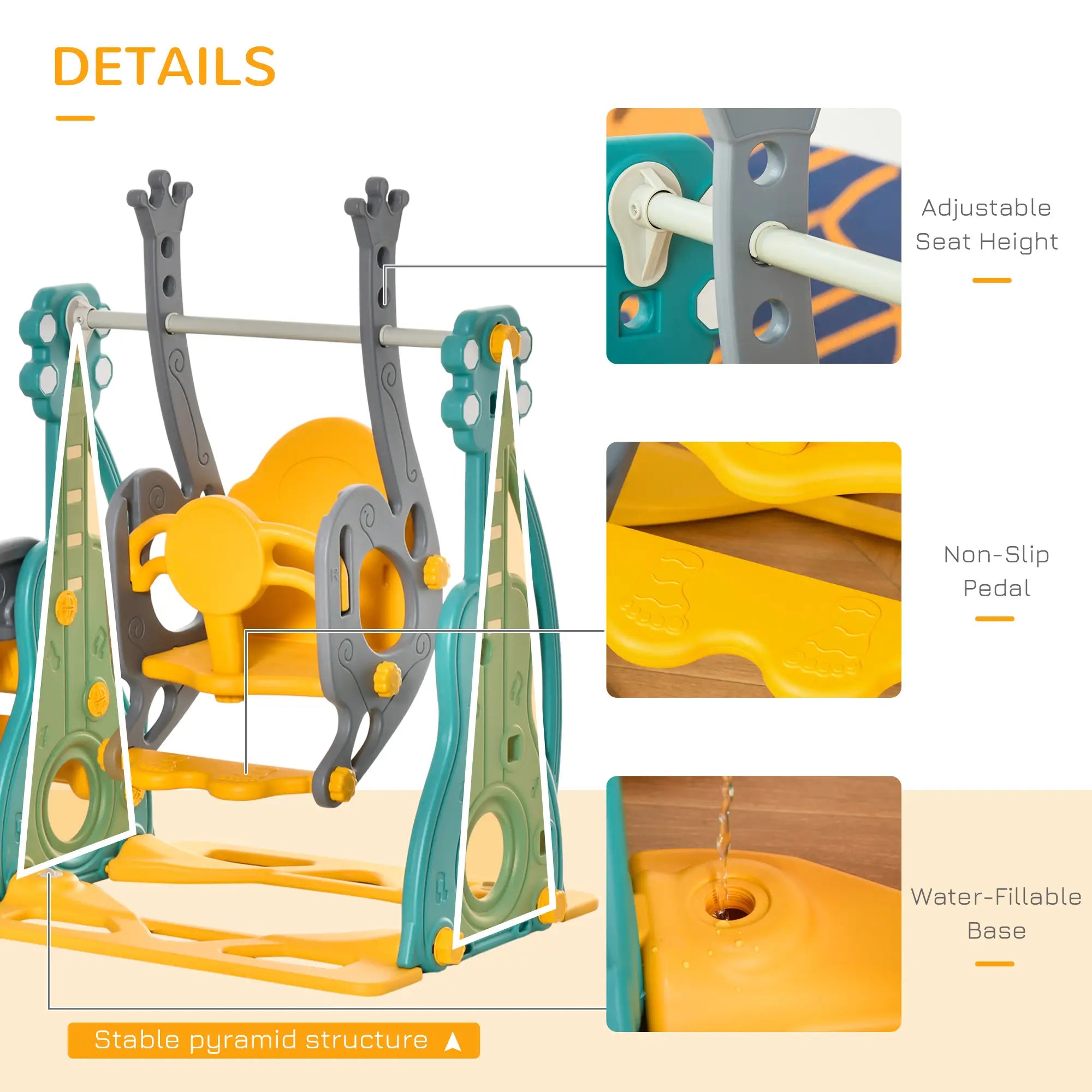 3-IN-1 Kids Swing and Slide Set with Basketball Hoop Slide Swing Adjustable Seat Height Toddler Playground Activity Center Indoor and Outdoor Play Equipment