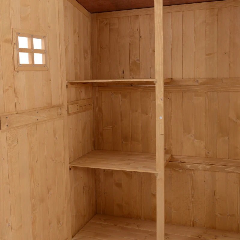 Wooden Garden Shed with Two Windows, Tool Storage Cabinet, Outdoor Double Door Organizer 127.5L x 50W x 164H cm, Natural