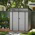6 x 6ft Outdoor Storage Shed, Plastic Garden Shed with Windows and Air Vents, Outdoor Resin Tool Shed with Latch Doors for Garden, Deck, Light Grey