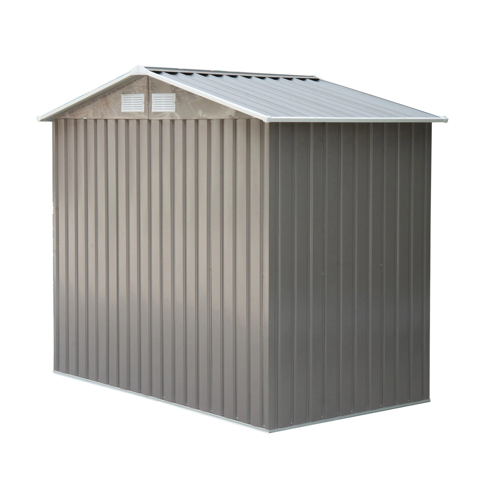 7ft x 4ft Lockable Garden Metal Storage Shed Storage Roofed Tool Metal Shed w/ Air Vents Steel Grey