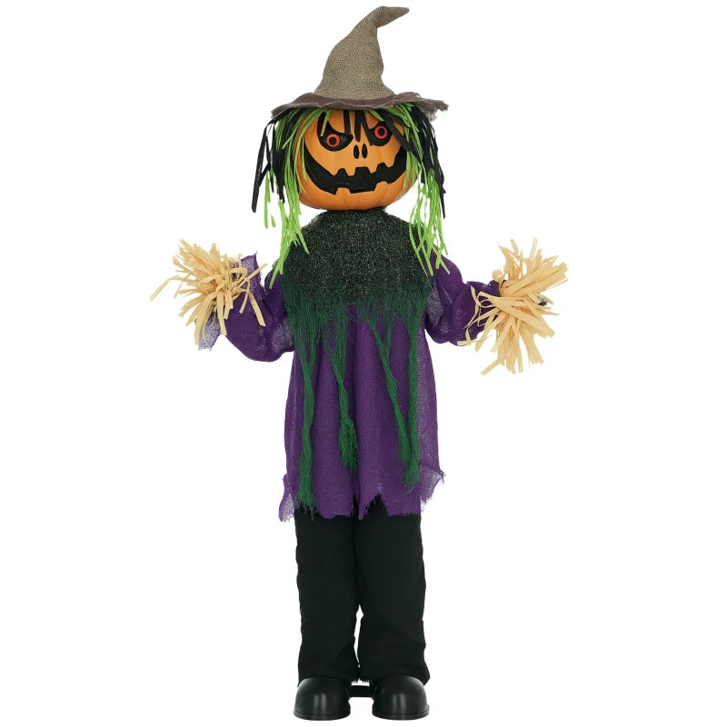 3'6" Pumpkin Scarecrow Halloween Animatronic, with Glowing Eyes