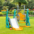 3-IN-1 Kids Swing and Slide Set with Basketball Hoop Slide Swing Adjustable Seat Height Toddler Playground Activity Center Indoor and Outdoor Play Equipment