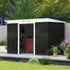 9ft x 4ft Metal Garden Shed, Outdoor Tool House with Foundation Kit, Ventilations and Double Doors, Dark Grey