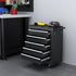 5-Drawer Tool Chest with Wheels, Steel Lockable Tool Storage Cabinet with Handle, 2 Keys for Garage, Workshop, Black