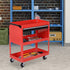 3-Tier Tool Trolley Cart Storage Shelf Roller Cabinet DIY Box Garage Workshop with Drawer Red