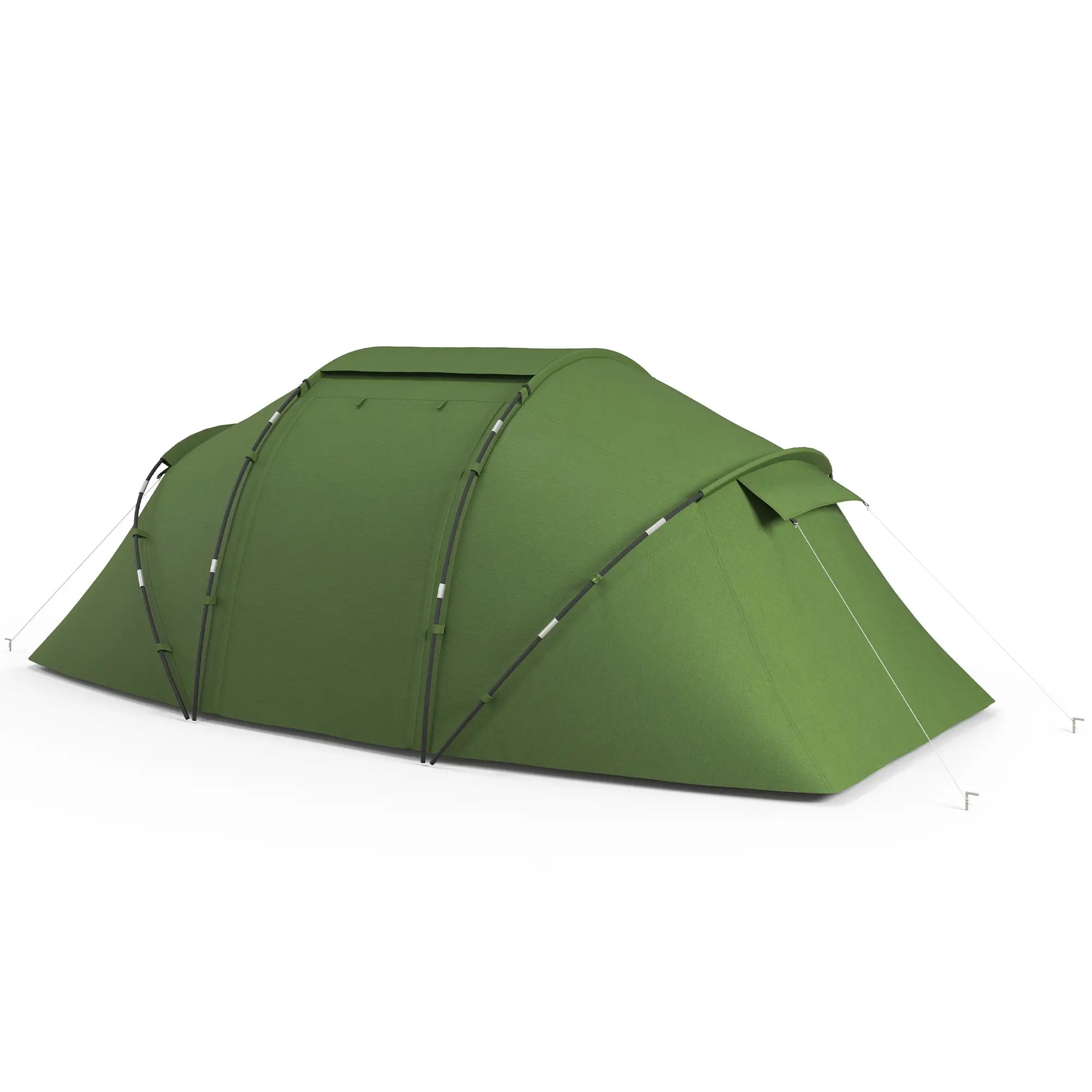 4-6 Man Camping Tent with Living Area and 2 Bedrooms, Hiking Sun Shelter, UV Protection Tunnel Tent, Dark Green