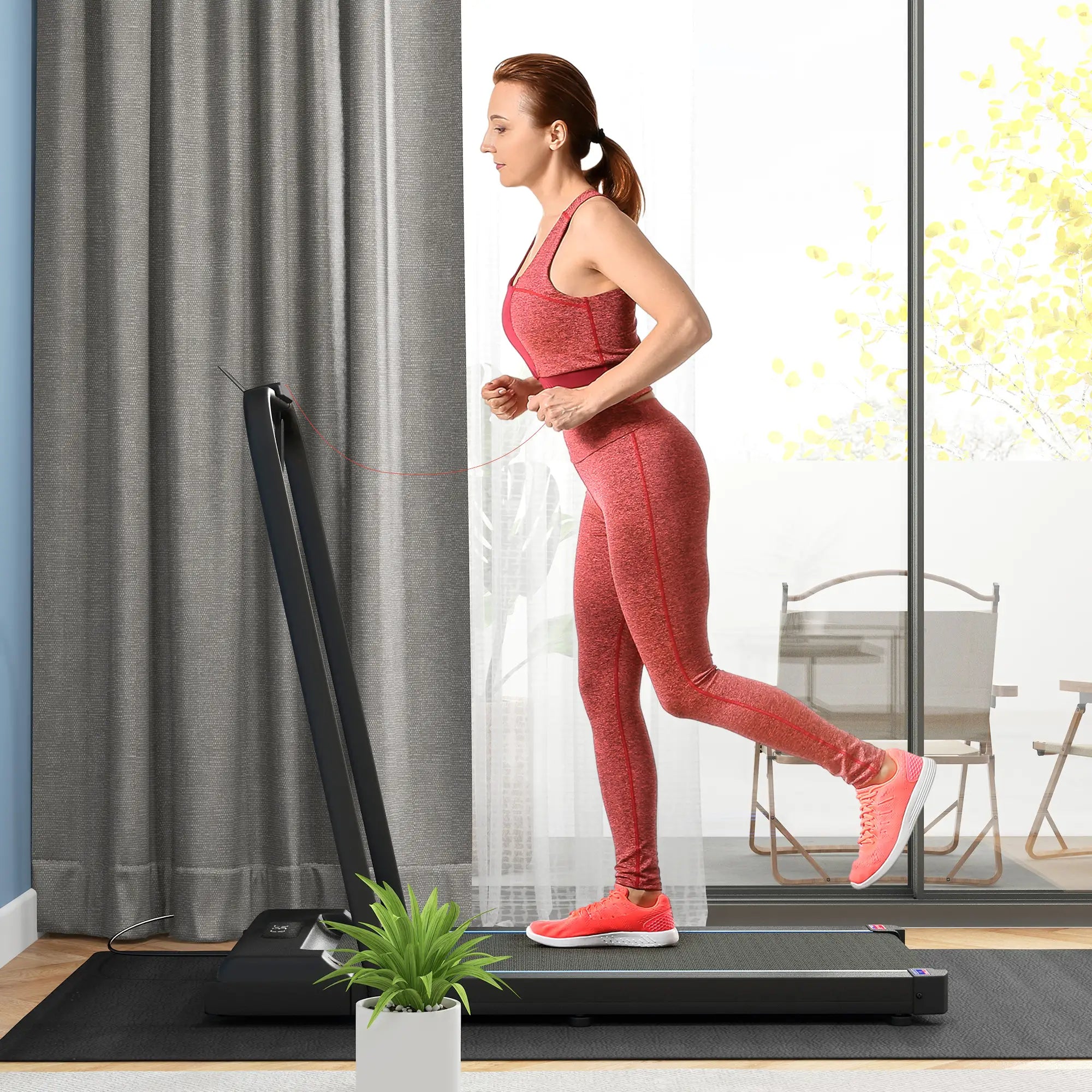 2.5HP Walking Pad, 1-6km/h Folding Treadmill with Remote Control and LED Display for Home Gym Office, Blue