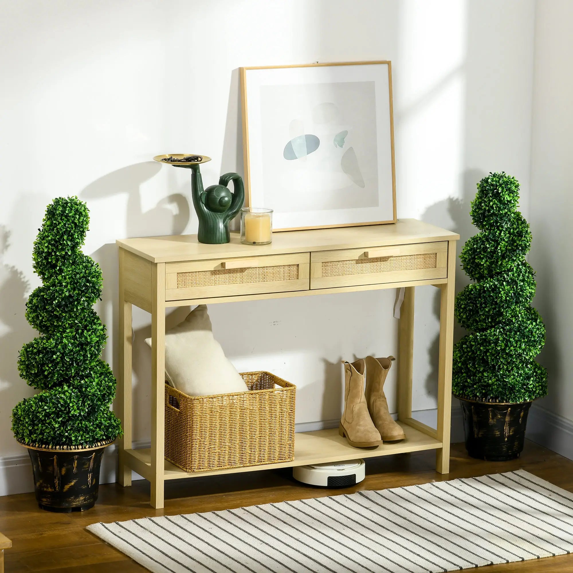 Set of 2 Artificial Plants, Topiary Spiral Boxwood Trees with Pot, for Home Indoor Outdoor Decor, 90cm Bargain Clearance Centre