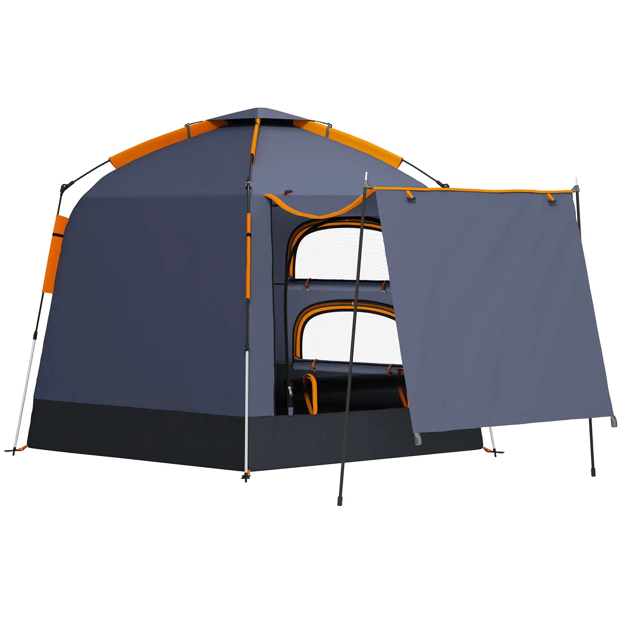 Automatic Pop Up Camping Tent, Instant Setup 2-4 Man Tent with Mesh Windows, Waterproof & UV30+, Portable with Carry Bag for Fishing, Hiking, Backpacking, Dark Grey