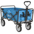 90L Festival Trolley on Wheels, Folding Camping Trolley Cart with Adjustable Handle, Portable for Outdoor, Garden, Shopping, Fishing, Blue