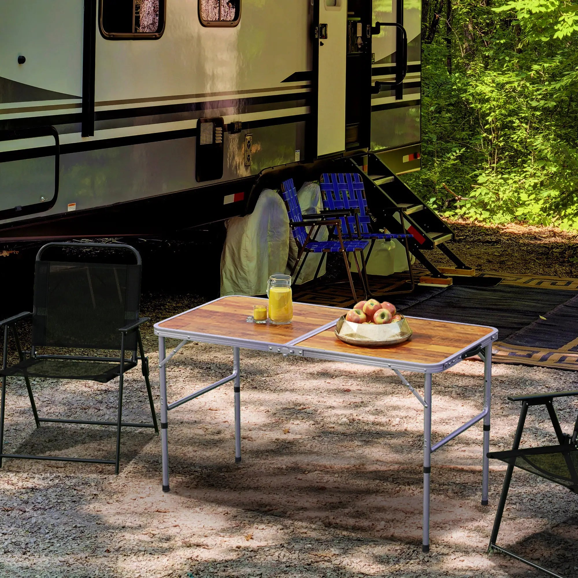3ft Folding Camping Table Height Adjustable Aluminium Outdoor Garden Party Picnic BBQ Trestle Table Field Kitchen