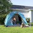 3-4 Person Camping Tent, Easy Set Up Waterproof Dome Tent with Sewn-in Groundsheet, Mesh Windows, Pocket and Hook for Camping, Hiking, Backpacking, Navy Blue and Light Blue