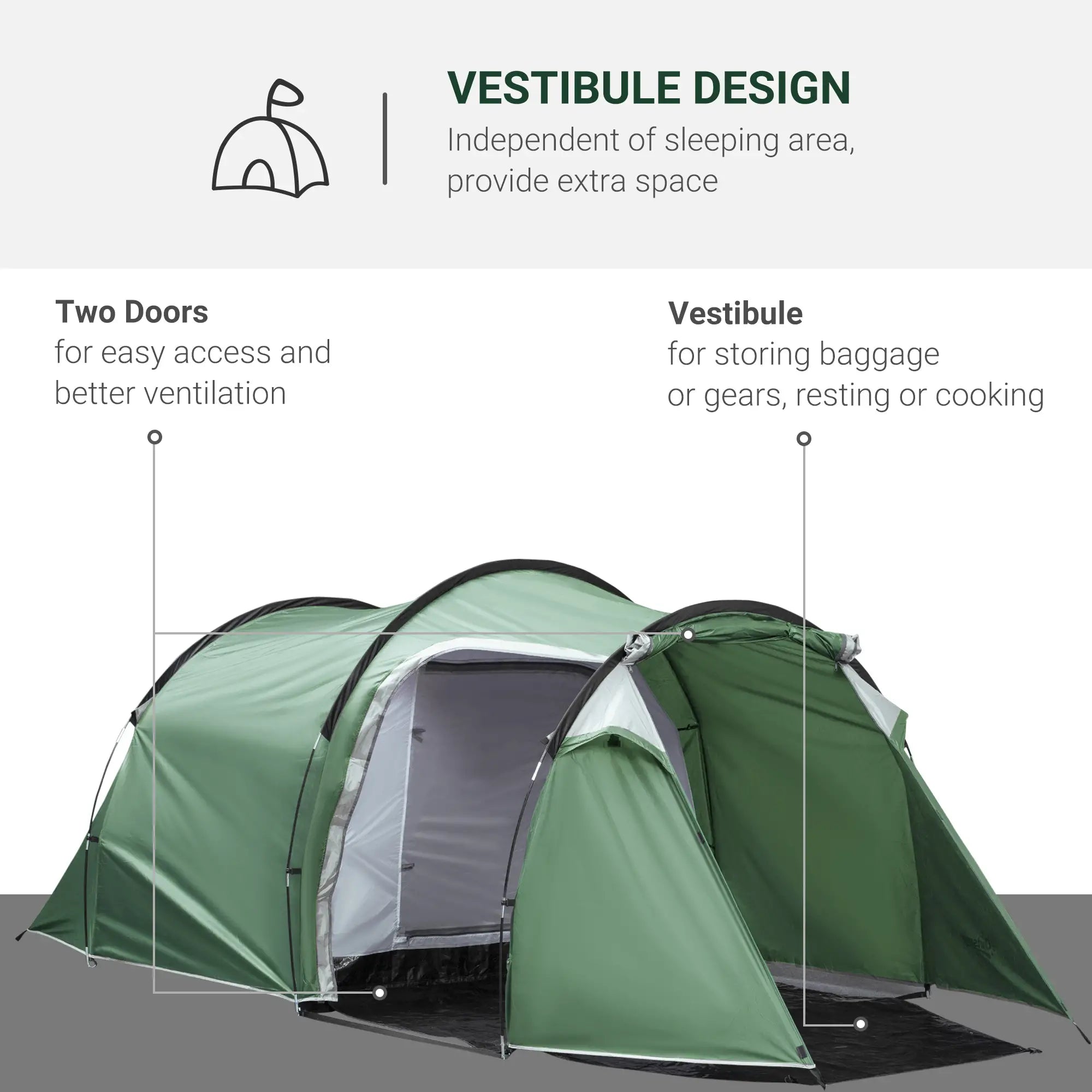 Three-Man, Two-Room Tent - Green