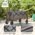 160L Festival Trolley on Wheels, Folding Camping Trolley Cart w/ Tailgate, 100kg Heavy Duty Garden Collapsible Folding Wagon w/Adjustable Handle, Carry Bag for Beach Picnic, Grey and Orange