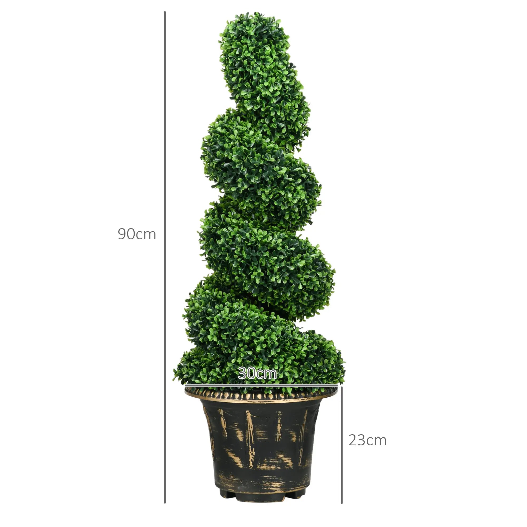 Set of 2 Artificial Plants, Topiary Spiral Boxwood Trees with Pot, for Home Indoor Outdoor Decor, 90cm Bargain Clearance Centre