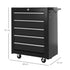 5-Drawer Tool Chest with Wheels, Steel Lockable Tool Storage Cabinet with Handle, 2 Keys for Garage, Workshop, Black