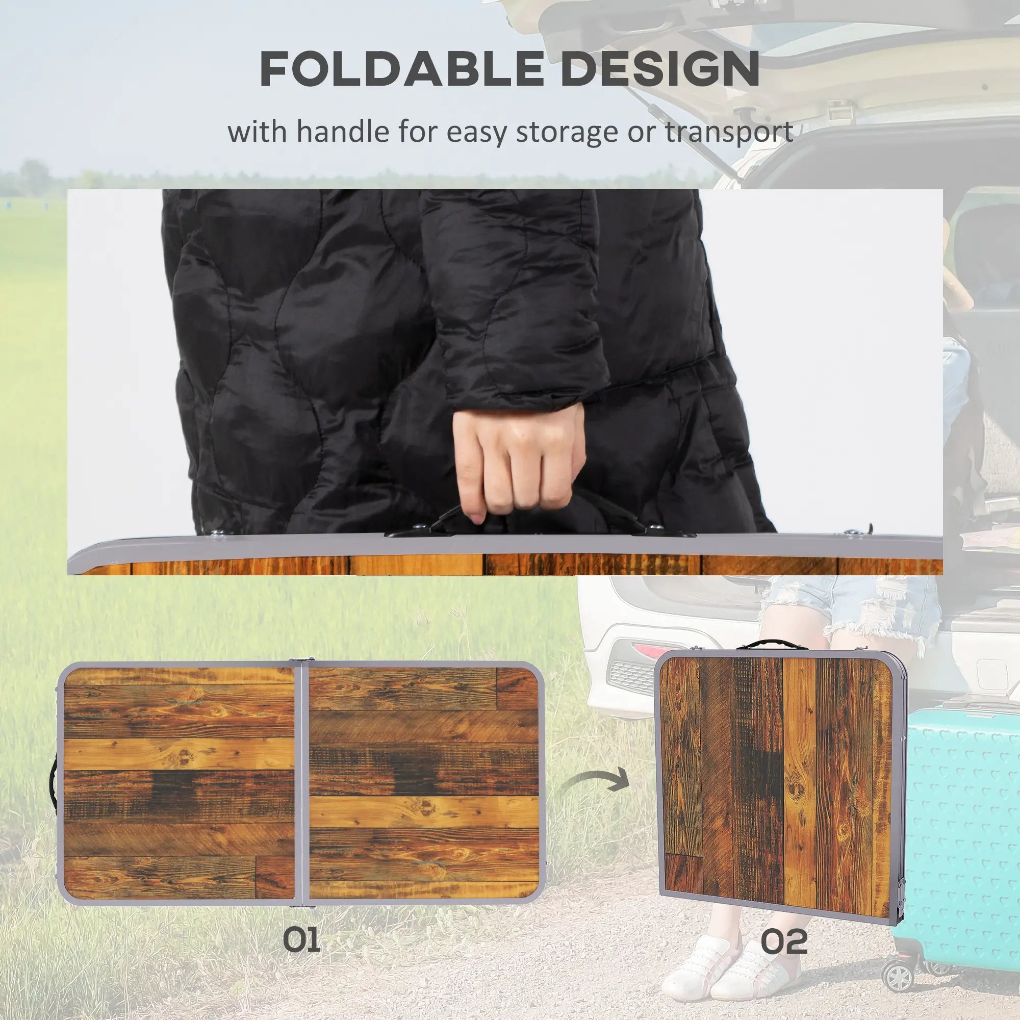 3ft Folding Camping Table Height Adjustable Aluminium Outdoor Garden Party Picnic BBQ Trestle Table Field Kitchen