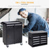 Tool Chest 2 in 1 Metal Tool Cabinet Storage Box with 5 Drawers Pegboard Wheels 60x28x104.5cm Black Bargain Clearance Centre