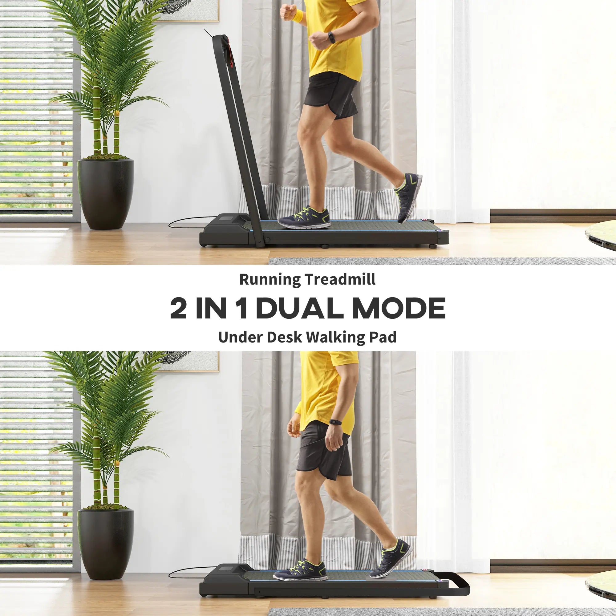 2.5HP Walking Pad, 1-6km/h Folding Treadmill with Remote Control and LED Display for Home Gym Office, Blue