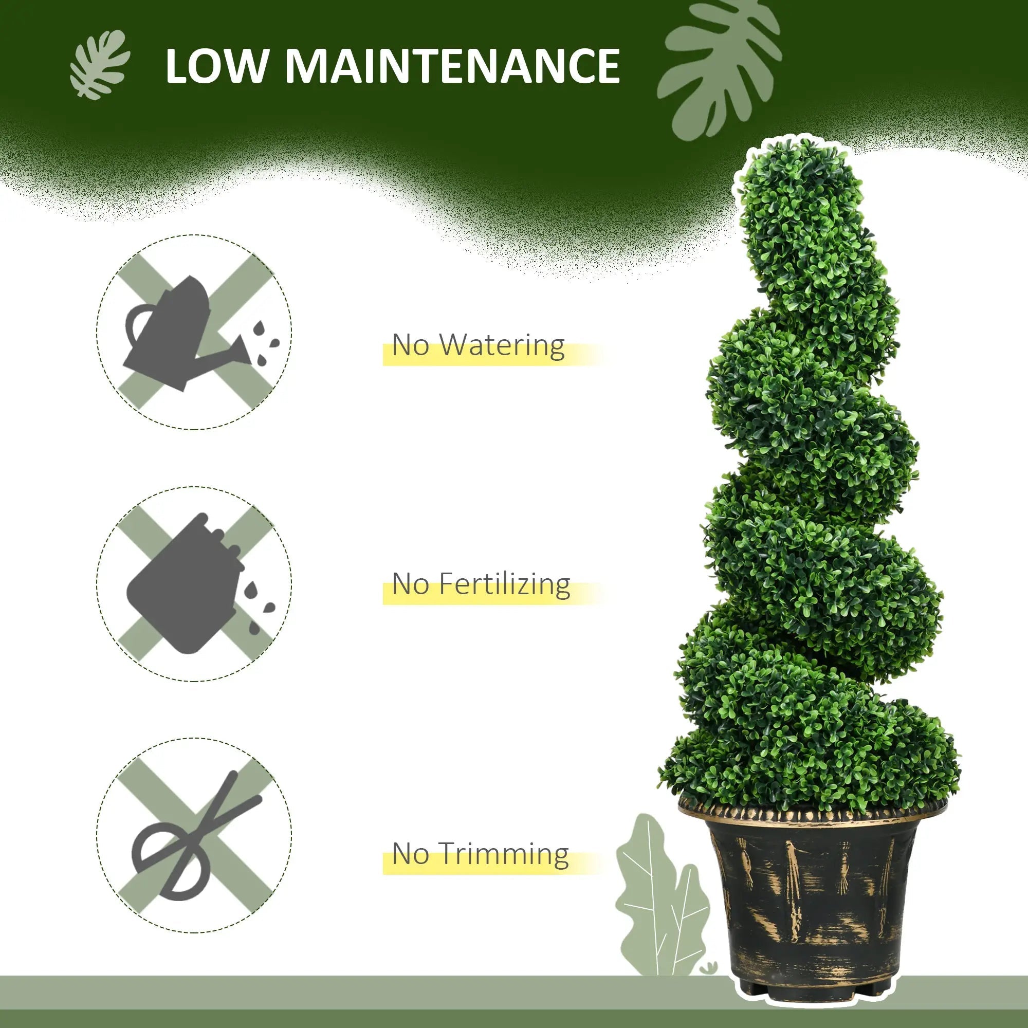 Set of 2 Artificial Plants, Topiary Spiral Boxwood Trees with Pot, for Home Indoor Outdoor Decor, 90cm Bargain Clearance Centre