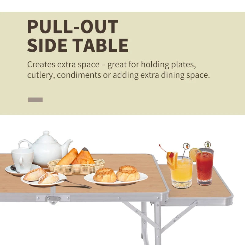 3ft Aluminium MDF-Top Folding Picnic Table Portable Camping Table