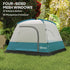 3-4 Person Camping Tent, Easy Set Up Waterproof Dome Tent with Sewn-in Groundsheet, Mesh Windows, Pocket and Hook for Camping, Hiking, Backpacking, Navy Blue and Light Blue