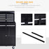 Tool Chest 2 in 1 Metal Tool Cabinet Storage Box with 5 Drawers Pegboard Wheels 60x28x104.5cm Black Bargain Clearance Centre